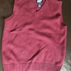 Lands' End Boy’s Burgundy V-Neck Sweater Vest